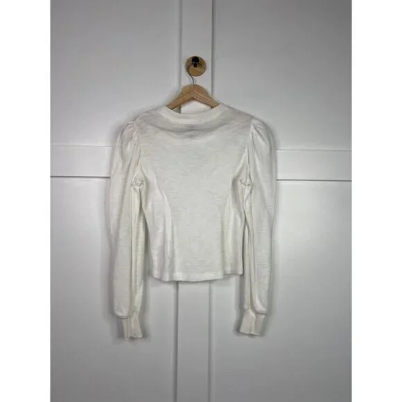 NEW Marissa Webb Blair Waffle Knit Puff Sleeve Pullover Top White Size: XS - Picture 6 of 7